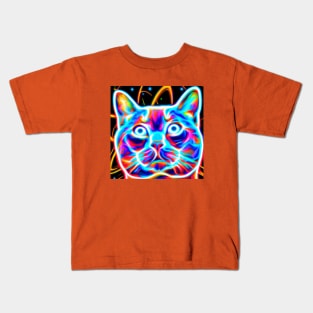 Cosmic Laser Synth Cat Kids T-Shirt